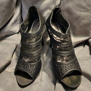 Black Satin & Lace Heels